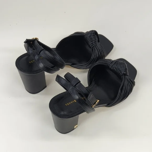 TOMMY HILFIGER Knot Block Sandals Black Size 10 - Picture 3 of 12